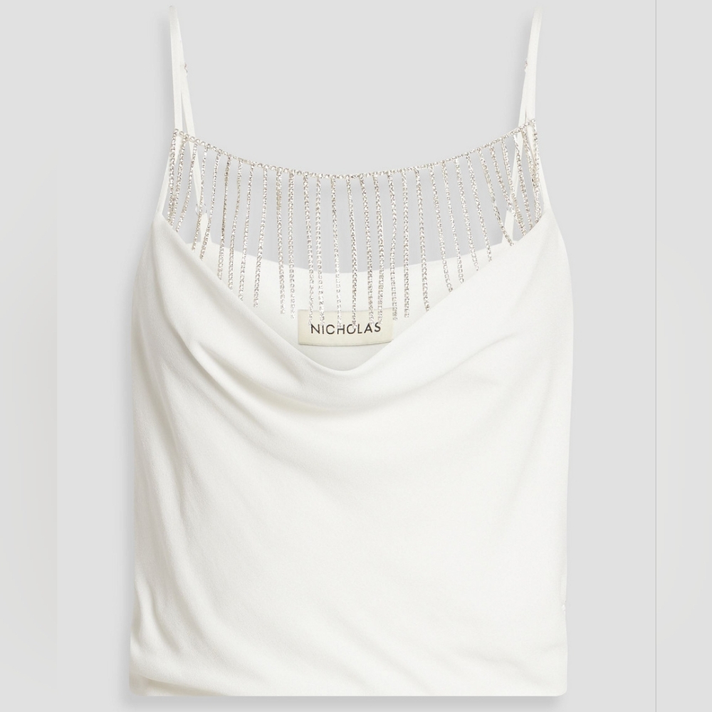 NICHOLAS White Embellished Fitted Camisole